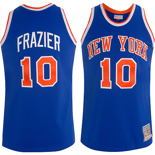 NBA Mitchell Ness New York Knicks 10 Walt Frazier 1972 73 Authentic Throwback Blue Jersey
